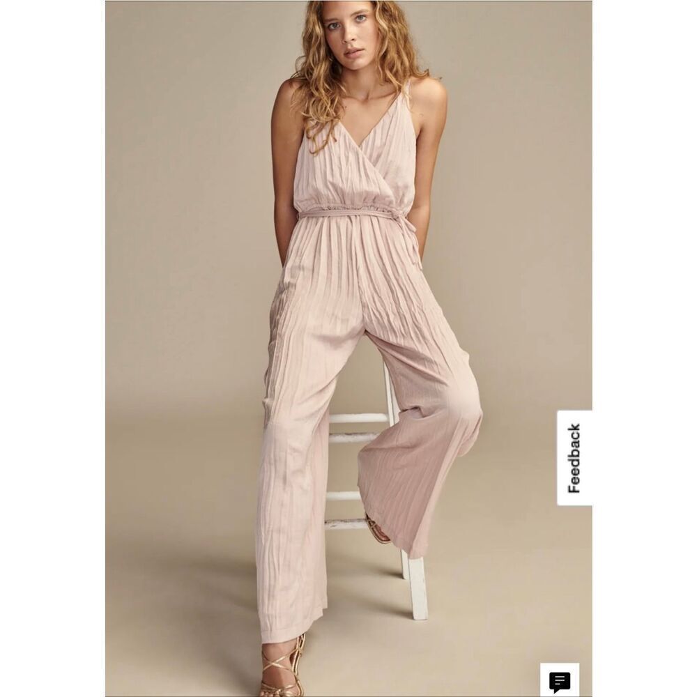 Lucky Brand Blush Pleated Satin Jumpsuit Sz XL